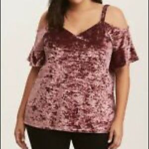 Torrid Crushed Velvet Cold Shoulder Top
